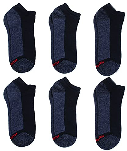 Hanes mens Socks, 6-pair Pack B T Max Cushion Low Cut, Black/Grey Foot Bottom, 12 14 US