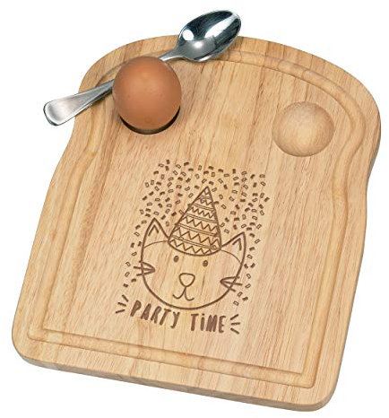 Fête Temps Chat Petit Déjeuner Fofolle Coquetier Board en Bois Pâques