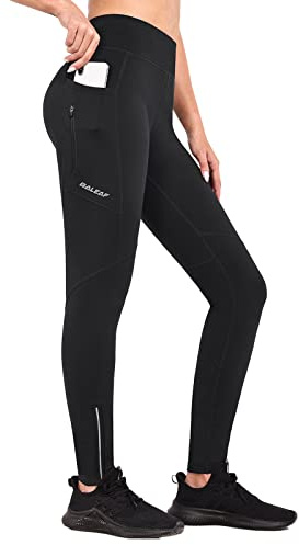 baleaf Thermoleggings Winter Damen Fahrradhose Lang mit Reißverschluss Warm Gefüttert Jogginghose Running Tights Thermo Laufhose Wasserdicht OutdoorHosen Winterhose