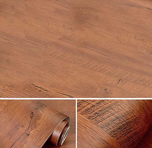 Dostear Self-Adhesive Temporary Wallpaper Kitchen Sticky Vinyl Wrap Wallpaper Borders Covering Self Adhesive Roll Sequoia Wood Grain 60 X 1000cm(23.62 X 393.7 inches)