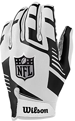 Wilson NFL - Guanti elasticizzati per ricevitori, taglia giovane, colore: bianco/nero