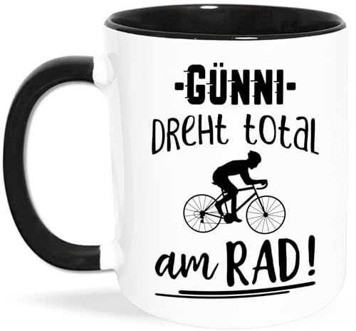 Fahrrad Tasse mit Name personalisiert, Dreht am Rad Spruch Kaffeetasse, Radfahrer Geschenk Mann Lustig