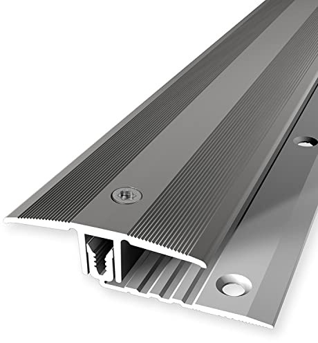 PROVISTON | Übergangsprofil | Parkettausgleich | Breite: 44 mm | Höhenausgleich: 7-18 mm | Länge: 1000 mm | Aluminiumprofil | Edelstahloptik | 1 Stück