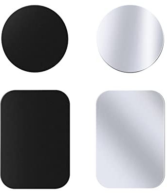 Juspota 4 Piezas Láminas Metálicas para Soporte iman movil Coche, Reemplazo de Placa de Metal Muy Finas Adhesivo Soporte movil Coche magnético - 2 Redondas y 2 Rectangulares