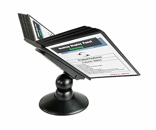 TUKA-i-AKUT 20 Sichttafeln Tisch-Sichttafel Aufsteller 360° Drehbar und Neigungswinkel Verstellbar, Desktop Sichttafel System, Sichttafel Tischständer 20 Klapprahmen, TKD8221 Schwarz