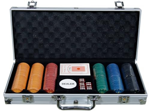 CCLIFE Pokerset Profi 300 500 PCS Pokerspiel inkl. Pokerkoffer Pokerdecks Dealer Button Poker Set Pokerchips Tischauflage Spielmatte