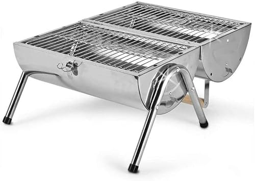 Escritorio de Barbacoa de carbón Plegable portátil, Parrilla de Barbacoa de Acero Inoxidable, Mini Parrilla de carbón