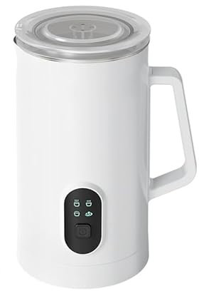 Montalatte elettrico e brocca riscaldante, frusta per caffè e latte, per cioccolata calda, scalda latte, schiuma e salsa biscoff (bianco)