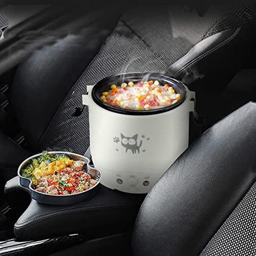 Cuociriso,Cuociriso Portatile da Viaggio per Auto, Cuociriso E Vaporiera Piccola 12V/24V, Funzione di Riscaldamento E Mantenimento in Caldo,12V