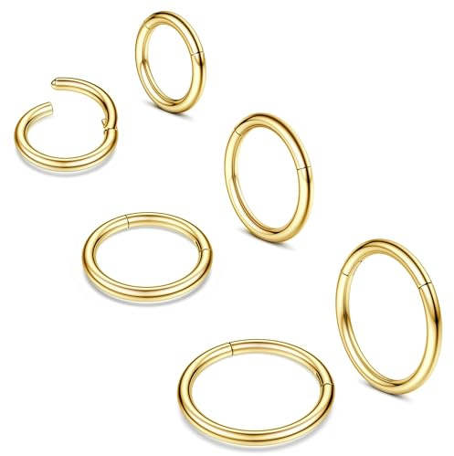 Milacolato 16G Helix Orecchini Acciaio Chirurgico Ipoallergenico Setto Clicker Cerchi Argento Oro Anello Al Naso Trago Dell'Orecchio Daith Orecchini Cartilaginei Anello Segmento Gioielli 8/10/12mm G