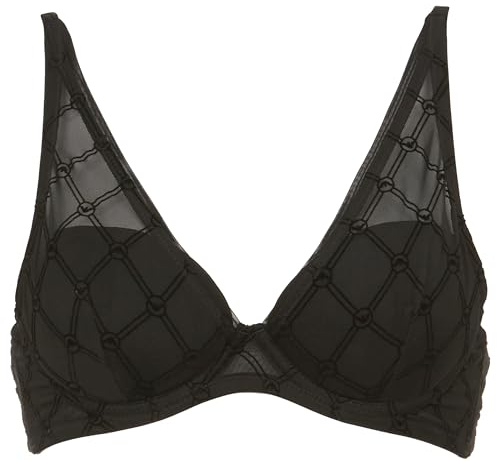 Emporio Armani All Over Mesh Monogram Balconette BH Padded Dam, Svart, 36 / C
