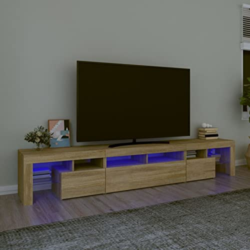 NITCA Mobile Porta TV con Luci LED,Mobiletto TV,Mobile da Salotto,Mobile Porta TV Moderno,Mobile TV Laccato Lucid per Soggiorno, Mobiletto Basso da Salotto, Rovere Sonoma 230 x 36.5 x 40 cm