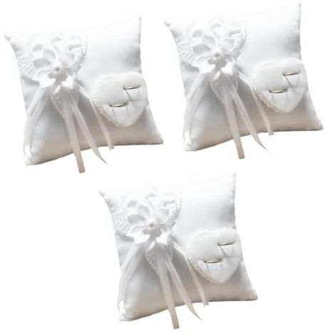 Cabilock 3stücke Herzförmiges Ringkissen Mit Romantischem Blumendesign Stilvoller Ringhalter Für Hochzeiten Und Verlobungen Für Brautpaare Und Silberhochzeit