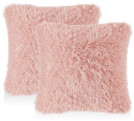 DHSBGWSX 2 Plüsch-Kissenbezüge - Rosa, Flauschig Weicher, Bequemer Quadratischer Kissenbezug (45 x 45 cm)