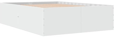 vidaXL Bettgestell, Bett Doppelbett für Schlafzimmer, Bettrahmen mit Lattenrost, Schlafzimmerbett Modernes Design, Weiß 120x190cm Holzwerkstoff