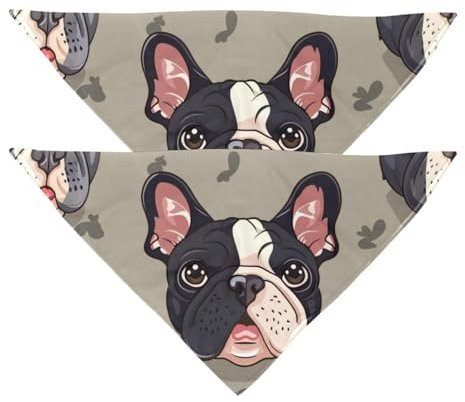 Hundehalstücher mit französischer Bulldogge, waschbar, Dreieckstuch für kleine, mittelgroße und große Hunde, Katzen, Haustiere, 2 Stück