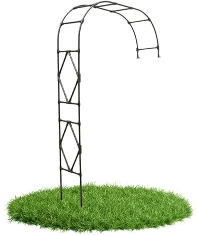 Rosenbogen Garten Halbbogen aus Stahl Rankbogen für Gartendeko,Balkon,Hinterhof Garten-Pergola Hochleistungs Witterungsbeständig(Schwarz,210x240cm)