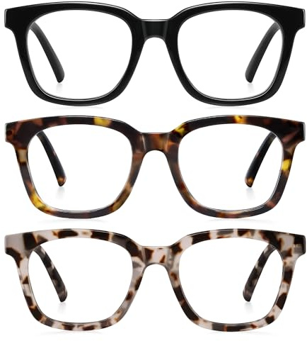 AIMISUV Reading Glasses for Women Men - Blue Light Blocking Magnifying Readers,Oprah Square Anti-Glare Computer Eyeglasses(3Pack,2.25X)