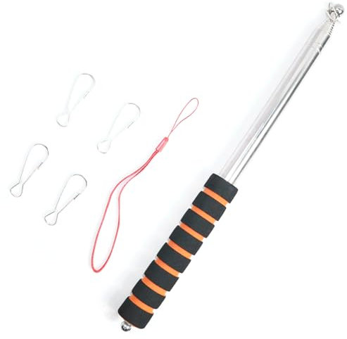 Yuiturt 2.5m Telescopic Flag Pole, Extendable Tour Guide Pole Pointer Portable, Festival Flagpole, Stainless Steel Telescopic Baton Anti-Slip Banner Pole Stick for Teacher Tours