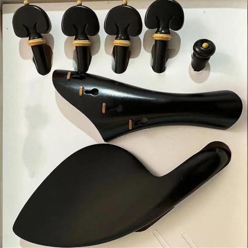 Violine Teile Violine Teile Saitenhalter Kinnhalter Pegs Endpin Geige Zubehör Massivholz Violine Armaturen 4/4(Ebony wood 3)