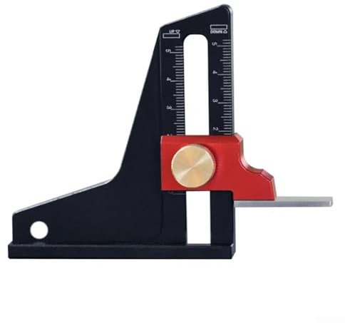 Höhenmesser für Holzbearbeitung, metrisches Tiefenmesswerkzeug, eloxierte Aluminiumlegierung für Tischsäge/Oberfräse/Bohrmaschine (0–50 mm)