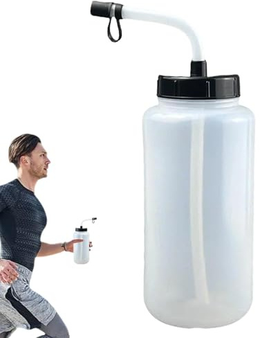 Sionhiuo Squeeze Water Bottles - Outdoor Kettle with Long Straw | 1 Liter Sports Water Bottle with Straw Leak Proof Water Bottles for Yoga Boxing Cycling Softball Football