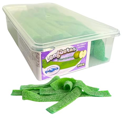 MUNDIDOLÇ Lenguas de Manzana. Chuches Acidas. Gran Pack de Sabores Distintos. Golosinas y Chucherias. Gominolas Cumpleaños y Halloween (Manzana)