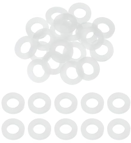 sourcing map 20 Pcs M8 Silicone Flat Washers 8mm ID 15mm OD 2mm Thick Plain Washer Grommets Plastic Sheet Gasket Fastener Sealing Spacer Gasket Ring Water Hose Washers, White