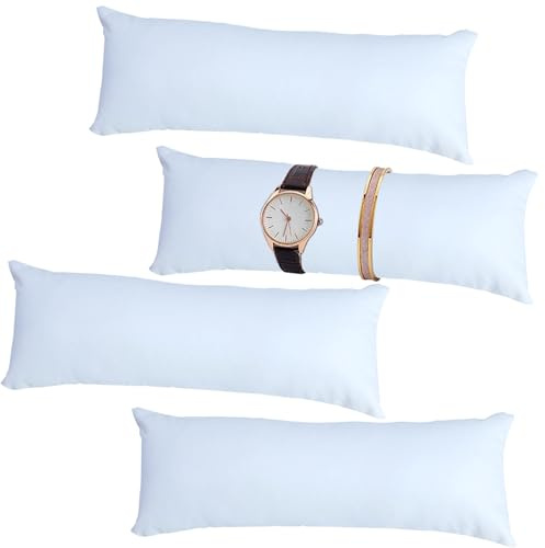 Zillary 4 Pièces Coussin Pour Montres, Oreillers De Bracelet En Velours, Longs Oreillers De Montre En Velours, Convient Pour Les Montres, Bracelets, Colliers, Présentoirs De Bijoux (Blanc)