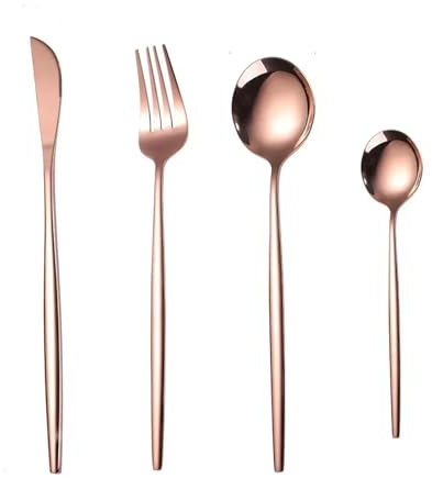 MMRTDJDR 4pcs Table Voleillet Spoon Spoon Couvrerie dorée Ensembles de Vaisselle pour la Vaisselle Cainer Ustensiles Accessoires de Cuisine (Rose Color 4PCS)