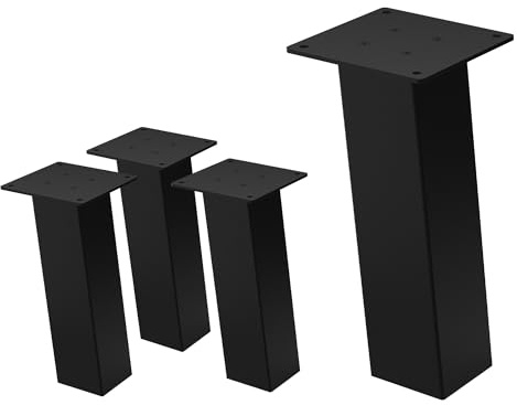 ML-Design 4er Set Tischbeine schräg H:30 cm, Schwarz glänzend, aus pulverbeschichtetem Stahl, eckig, Profil 8x8 cm, I-Form, Möbelfüße Metall 96° Neigung, Tischfüße Möbelbeine für Couchtisch, Sitzbank