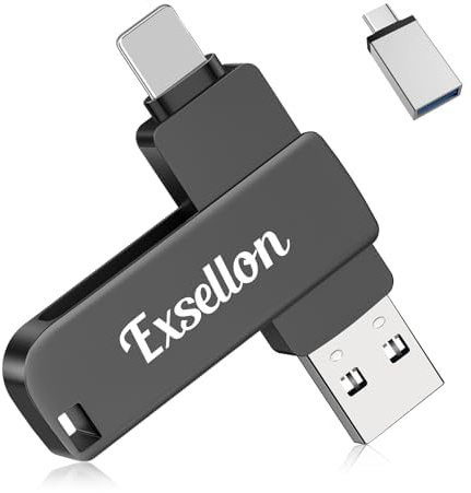 Exsellon 128Go Clé USB Phone,Cle USB Phone Stockage pour Pad/Android/PC/Tablette/Mac, Mémoire Externe pour Enregistrer Plus de Photos et de Vidéos