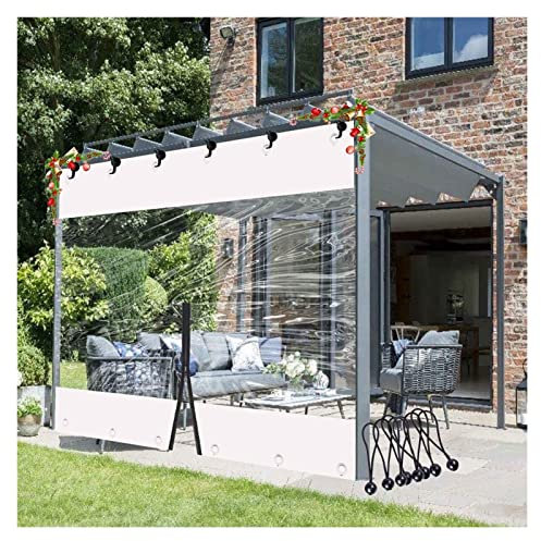 VagxTbs Lonas Impermeables Cortina Partición con Orificios 0.5mm Cortinas de Lona Transparente para Garaje, Porche, Personalizable (4x2.4m/13.12x7.87ft)