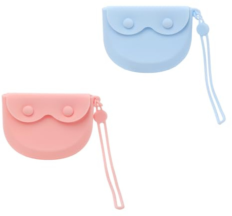 JACKANNA Zahnspangen-Box mit Belüftung - Lebensmittelechtes Silikon Case für Aligner/Retainer | Inkl. Entfernungshaken & Reinigungsbürste | Tragbar für Unterwegs (Rosa + Blau)