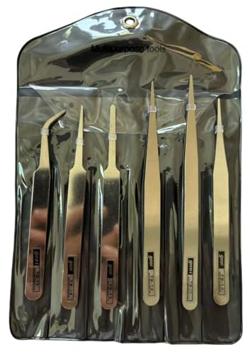 Juego de 6 pinzas de acero inoxidable de durabilidad para entusiastas de modelos y técnicos de laboratorio, pinzas de herramientas manuales industriales