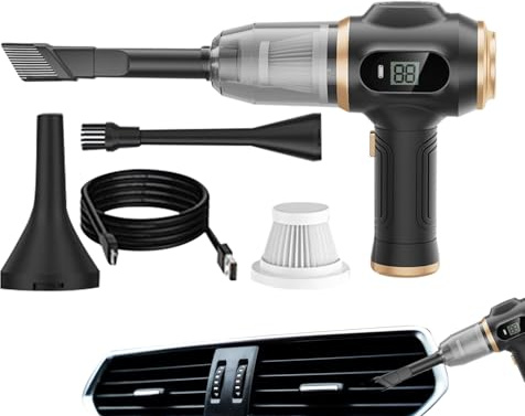 Kasmole Aspirateur pour Voiture,Aspirateur sans Fil pour Voiture - Dépoussiéreur sans Fil Haute Aspiration,pour Voyage, Clavier, Poils d'animaux, Dortoir, Petits Espaces, Et Nettoyage Domestique