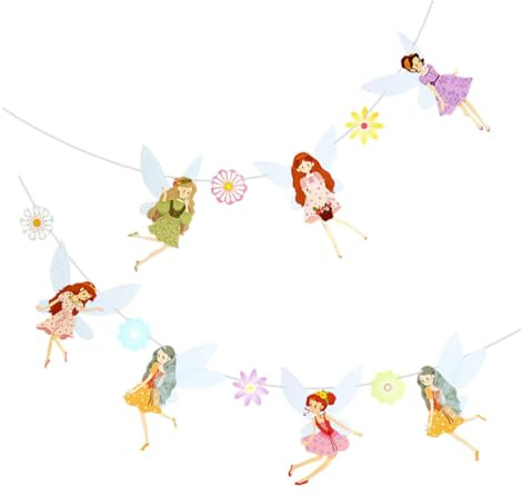 Toyvian Pancarta de Cumpleaños para Bebés 2 Piezas Decoración Floral Hadas para Fiestas Infantiles Banderín Colgante Resistente para Decoración Temática de Jardín y Cumpleaños
