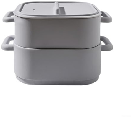 Juego de 2 cuencos de silicona para cocinar al vapor para microondas, recipientes de almacenamiento de alimentos con asas resistentes al calor para uso en horno y refrigerador (gris)