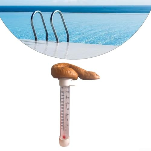 Pool-Thermometer, schwimmend, leicht ablesbar, lustiges Spa-Wasserthermometer mit lustigem Kot für Garten, Teich, Aquarium und Pool-Temperaturanzeige