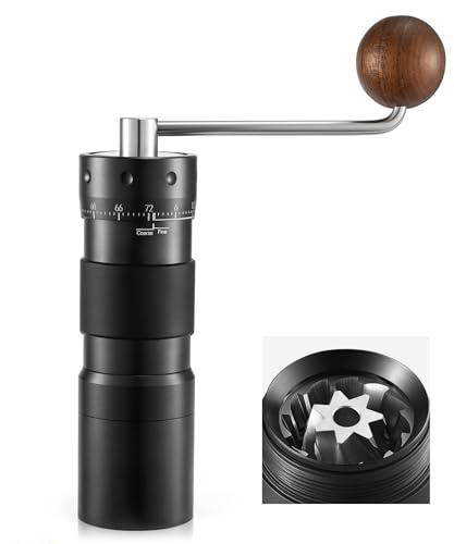 GreenWhim Hand Coffee Grinder Stainless Steel Conical Burr Consistent Grind Straight Handle Manual Mill for French Press Drip Espresso 25–35g