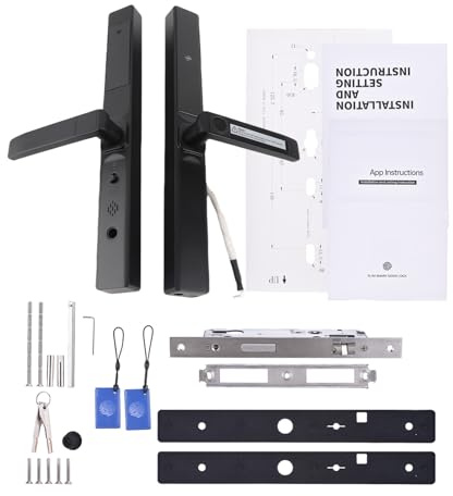 TIKATARER Serratura Intelligente per Porta con Impronta Digitale, Serratura con Maniglia Digitale, in Lega di Alluminio con 5 Metodi di Sblocco, Ideale per Ufficio e Casa con Spessore 40-120 Mm