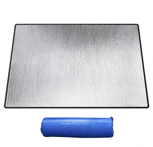 Alu Isomatte Schaummatten, 200x200cm Schlafmatte für Camping, Isoliermatte Isolierdecke Faltbare Zeltmatte Bodenmatte Thermomatte aus Aluminiumfolie, Mit Aufbewahrungstasche, Ultraleicht Silber