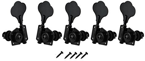 FLEOR Mechaniken im Vintage-Stil, 4R1L, für 5 Saiten, E-Bass, Schwarz, 5 Stück