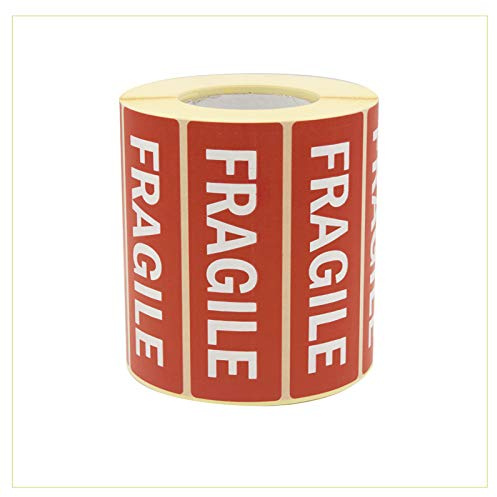 Palucart® Fragile Aufkleber Etiketten 1000 Klebeetiketten mit dem Text Fragile 90 x 30 weiße Schrift auf rotem Hintergrund Zerbrechliche Aufkleber Handle with care