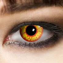 lentilles de contact colorées orc, jaune-rouge lentilles Halloween 3 mois zombie, maquillage zombie steampunk maquillage cosplay, manga sans correction