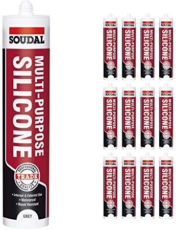 Soudal Trade Multi-Purpose Construction Sealant Silicone (12 Pack) - Grey