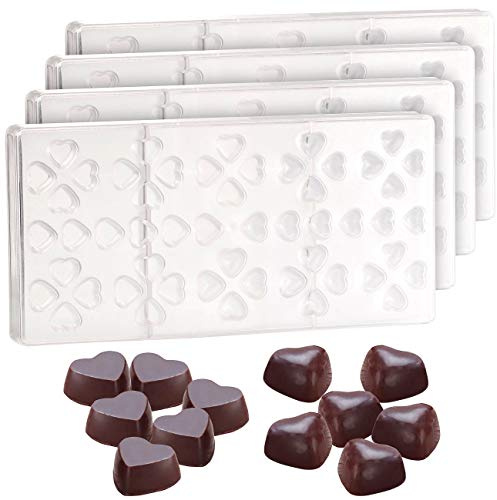 Rosenstein & Söhne Schokoladen Geschenk: 4er-Set 3D Schokoladen-Gussformen-Set Herzen (Schoko-Herz Gussform, Gießen, Guss)