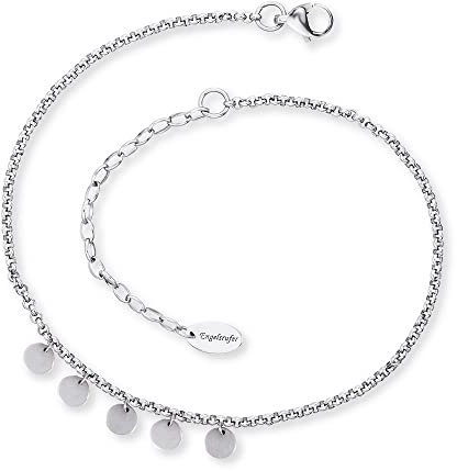 Engelsrufer Fußkettchen Luna für Damen, Edelstahl, verstellbare Länge, nickelfrei, Allergiker geeignet