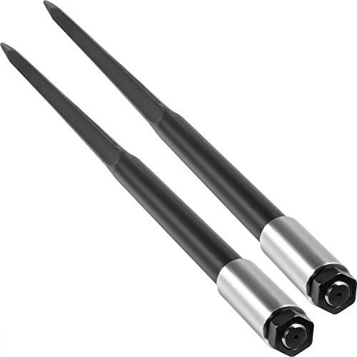 VEVOR Hay Spear Spears 49 Hay Bale Spear Spike, 4000 lbs Capacity Quick Attach Square Hay Bale Spears, 2 Pics Black Bale Forks, Bale Hay Spike with Hex Nut & Sleeve for Buckets Tractors Loaders