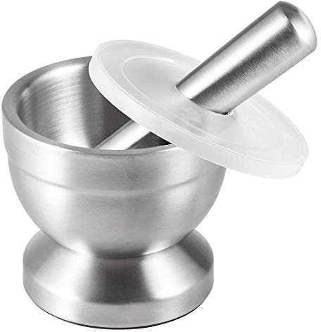 LTLWSH Set de Mortier et Pilon en Acier Inoxydable pour Ail Epices Herbe Médecine Mortier et Pilon/Moulin à épices/– Heavy Duty – Alimentaire et sans BPA,L